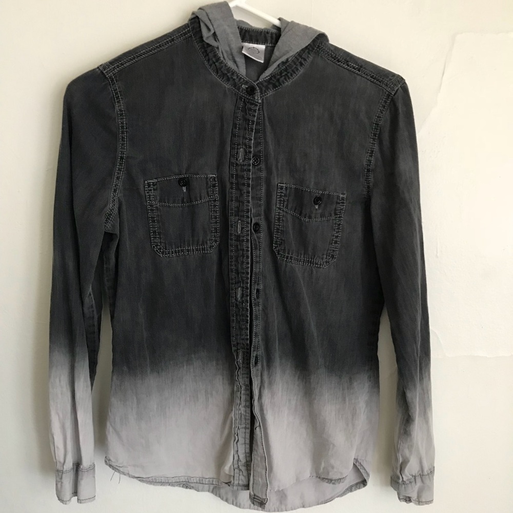 Hooded button up denim